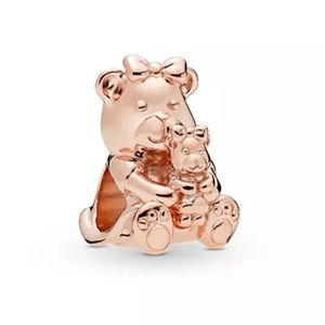 Mom & Baby Teddy Bear Rose Gold Charm
